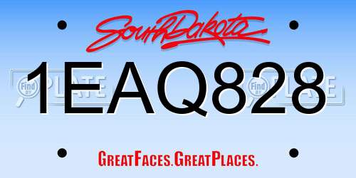 1EAQ828 South Dakota License Plate