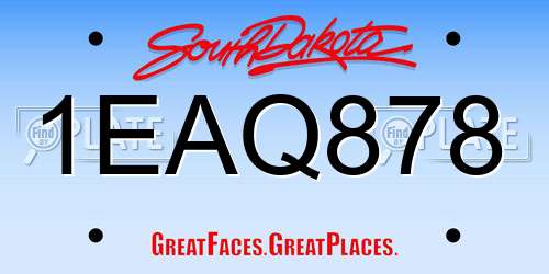 1EAQ878 South Dakota License Plate