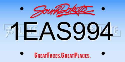 1EAS994 South Dakota License Plate