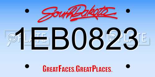 1EB0823 South Dakota License Plate