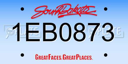1EB0873 South Dakota License Plate