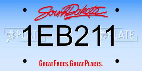 1EB211 South Dakota License Plate