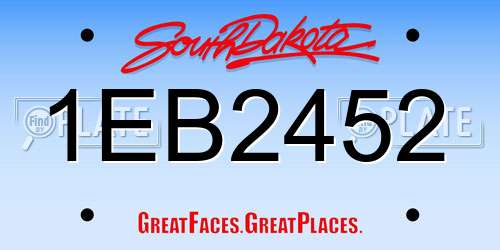 1EB2452 South Dakota License Plate