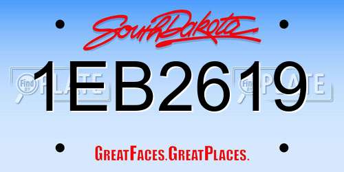 1EB2619 South Dakota License Plate