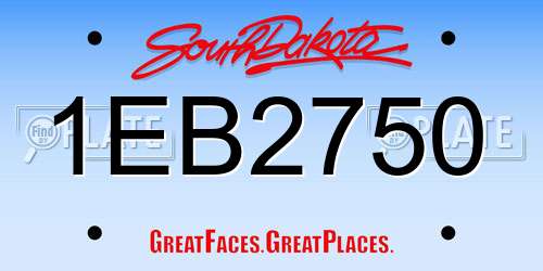 1EB2750 South Dakota License Plate