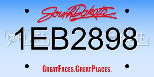 1EB2898 South Dakota License Plate