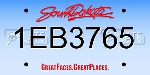 1EB3765 South Dakota License Plate