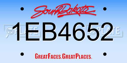 1EB4652 South Dakota License Plate