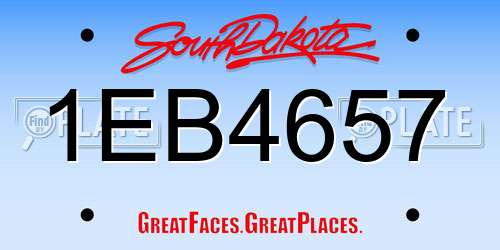 1EB4657 South Dakota License Plate