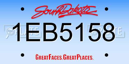 1EB5158 South Dakota License Plate