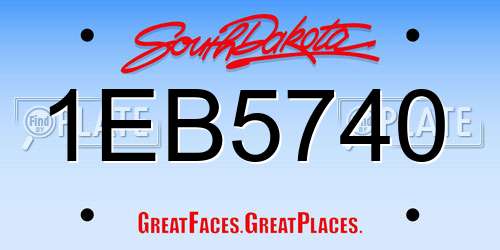1EB5740 South Dakota License Plate