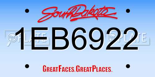 1EB6922 South Dakota License Plate