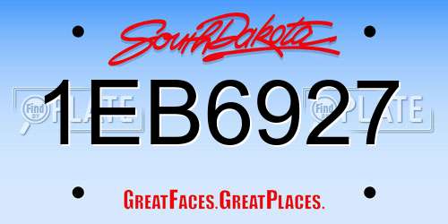 1EB6927 South Dakota License Plate