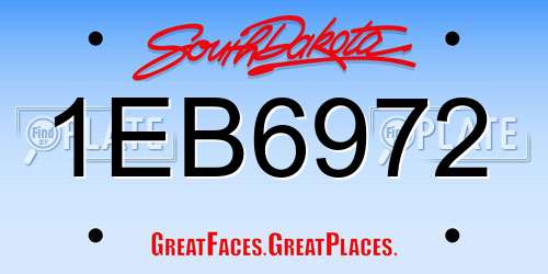 1EB6972 South Dakota License Plate