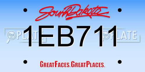 1EB711 South Dakota License Plate