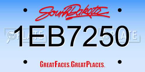 1EB7250 South Dakota License Plate