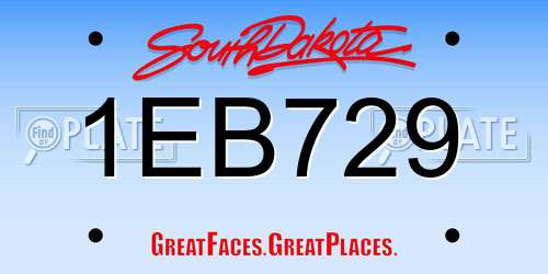 1EB729 South Dakota License Plate