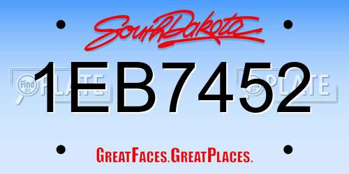 1EB7452 South Dakota License Plate