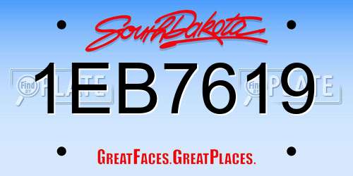 1EB7619 South Dakota License Plate
