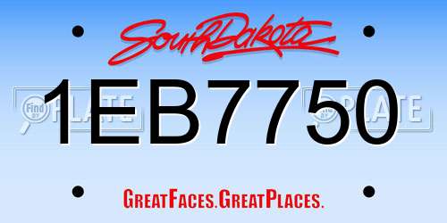 1EB7750 South Dakota License Plate