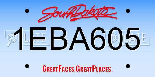 1EBA605 South Dakota License Plate