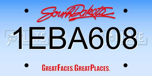 1EBA608 South Dakota License Plate