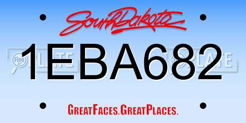 1EBA682 South Dakota License Plate