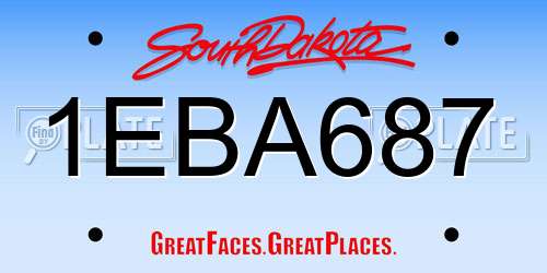 1EBA687 South Dakota License Plate