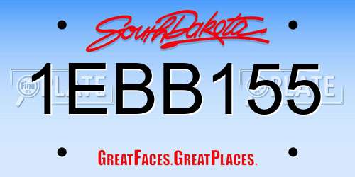 1EBB155 South Dakota License Plate