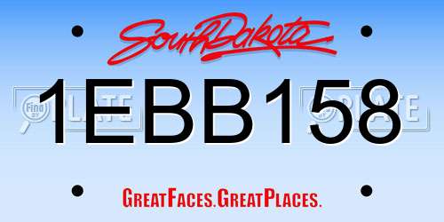 1EBB158 South Dakota License Plate