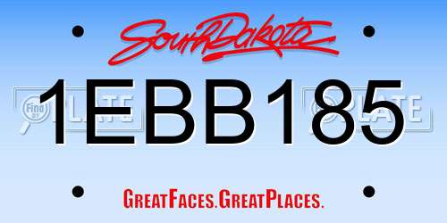 1EBB185 South Dakota License Plate