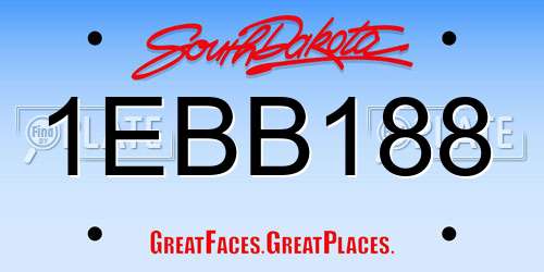 1EBB188 South Dakota License Plate