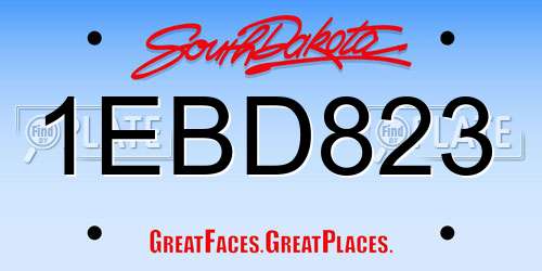 1EBD823 South Dakota License Plate