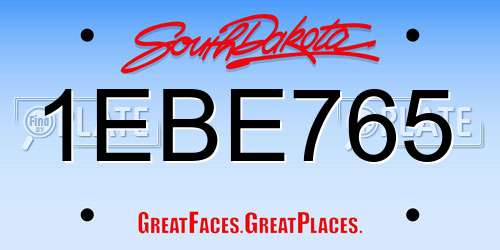 1EBE765 South Dakota License Plate