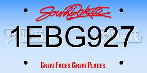 1EBG927 South Dakota License Plate
