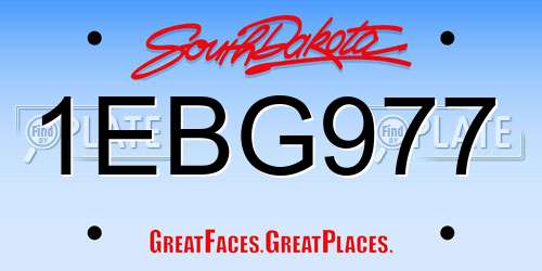1EBG977 South Dakota License Plate