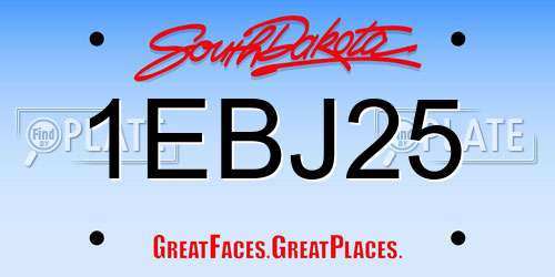 1EBJ25 South Dakota License Plate