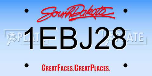 1EBJ28 South Dakota License Plate