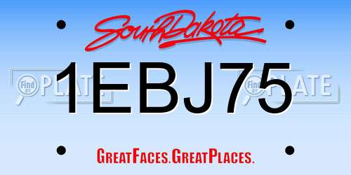 1EBJ75 South Dakota License Plate