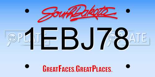 1EBJ78 South Dakota License Plate