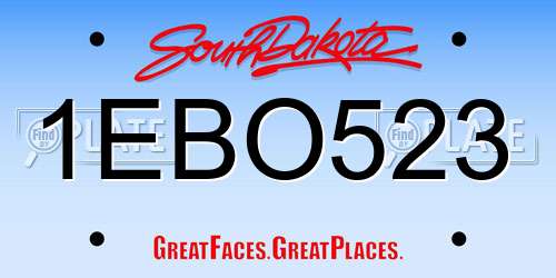 1EBO523 South Dakota License Plate