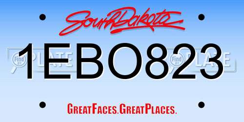 1EBO823 South Dakota License Plate