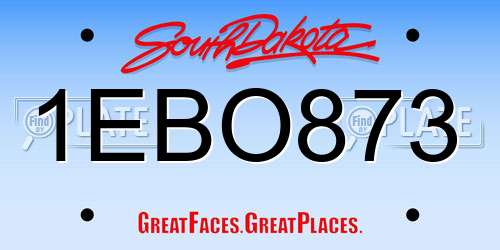 1EBO873 South Dakota License Plate