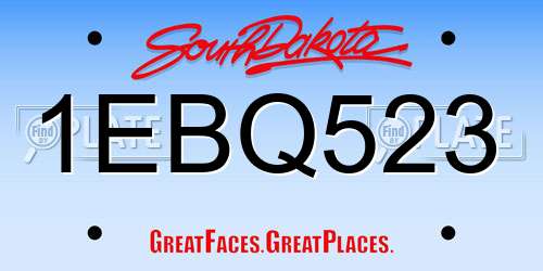 1EBQ523 South Dakota License Plate