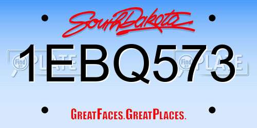 1EBQ573 South Dakota License Plate