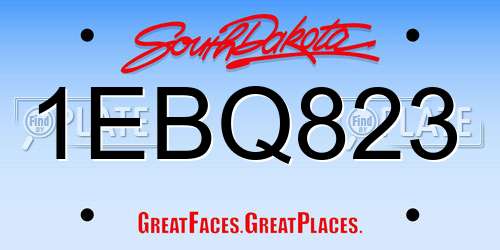 1EBQ823 South Dakota License Plate