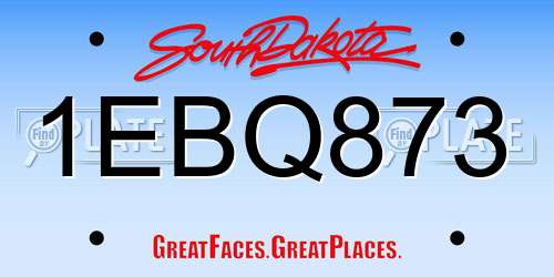1EBQ873 South Dakota License Plate