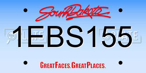 1EBS155 South Dakota License Plate