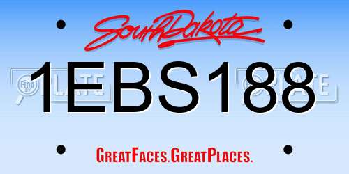 1EBS188 South Dakota License Plate