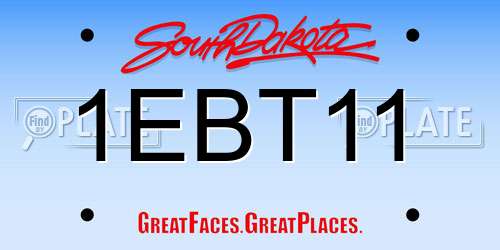 1EBT11 South Dakota License Plate